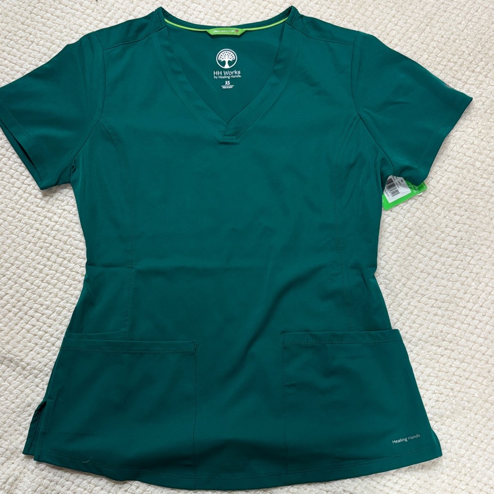 Healing Hands Women's Hunter Green Short Sleeve Top